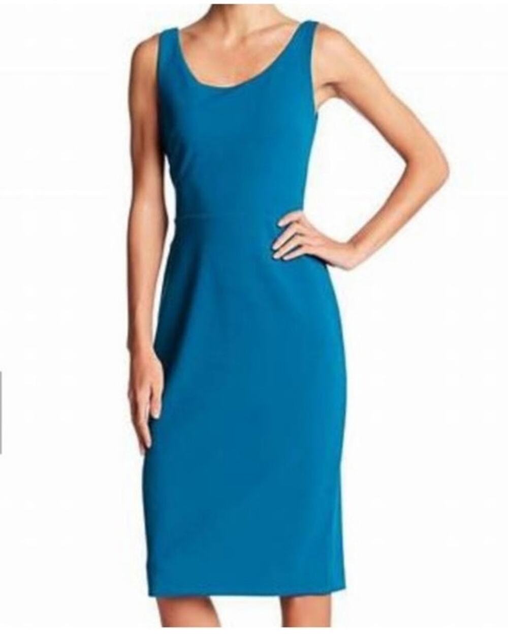Betsey Johnson Scoop-Neck Sleeveless Teal Crepe Dress NWT Sz 2
